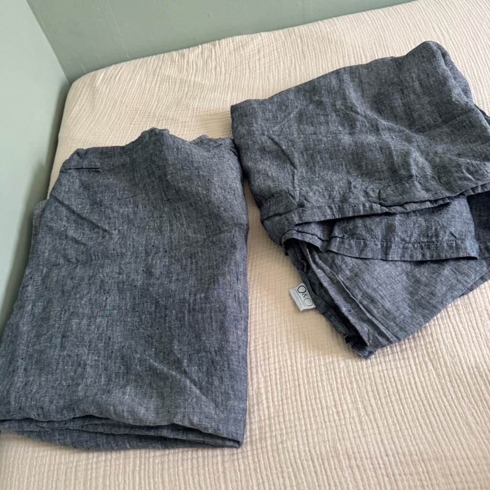 Olivia & Oliver Belgian Linen Curtains 50x84 Grey Hidden Tab Set of 2 20048-02